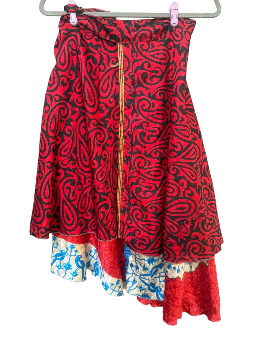 reversible silk wrap midi skirt brand new summer boho festival vibe